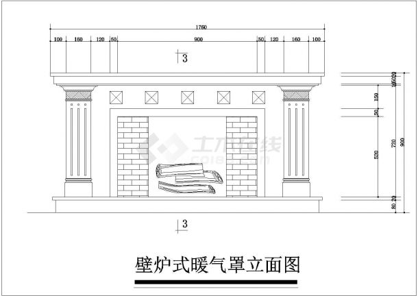 某壁炉式暖气罩设计cad建筑施工详图