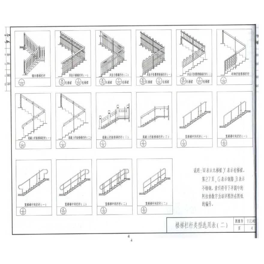 国家建筑标准设计图库-11zj401-楼梯栏杆
