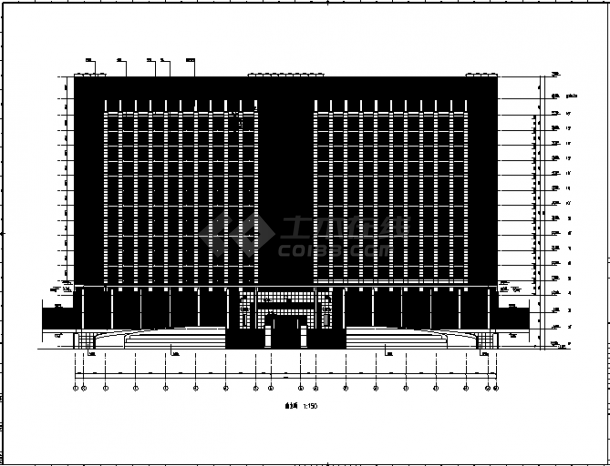 办公楼设计某市十五层带地下室现代风格幕墙办公楼建筑施工cad图纸