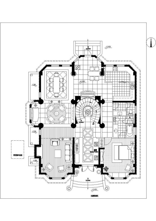 380平米2层框架结构独立别墅平面设计cad图纸含地下室层