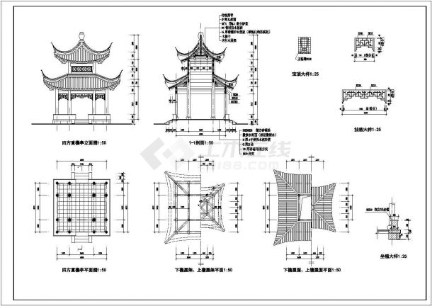 某古建亭子施工设计cad图集