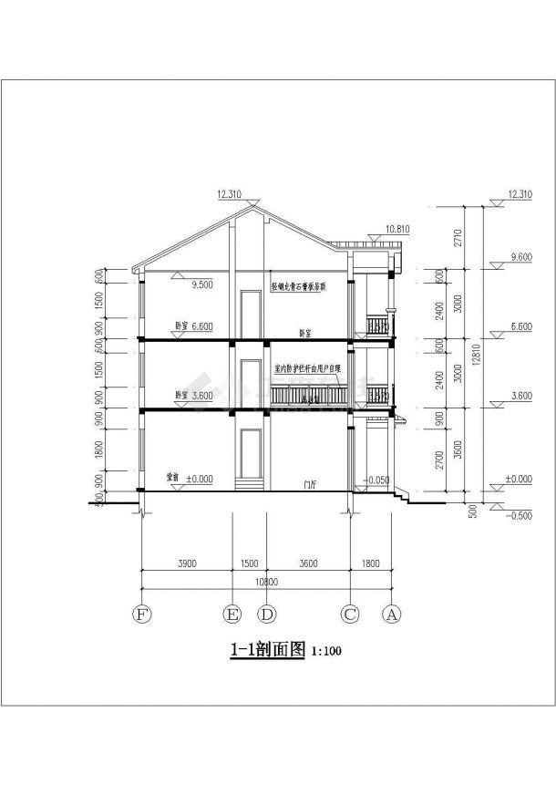 380平米3层砖混结构单体乡村别墅平立剖面设计cad图纸