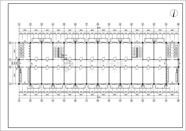 某砌体厂区宿舍楼建筑设计cad图纸