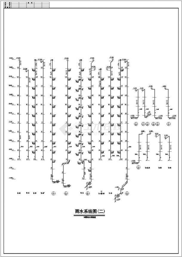 上海某小区高层住宅楼的给排水施工设计cad图