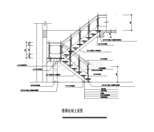 钢结构楼梯平立剖面cad布置图