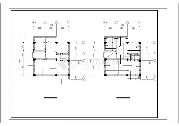 村某3层砖混结构独栋乡村别墅建筑设计cad图纸,其中包含:各层平面图