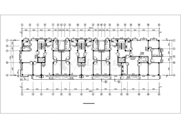 上海某小区7170平米11层框架公寓住宅楼建筑设计cad图纸12层商用