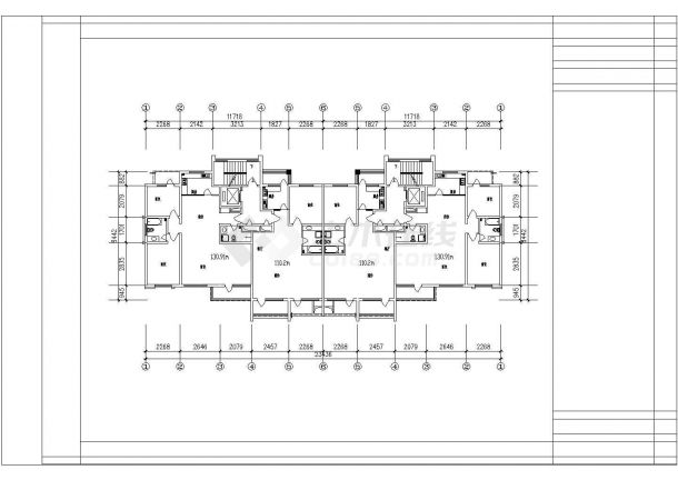 110至120平米的户型住宅楼全套施工设计cad图纸,内容包括:g户型平面图