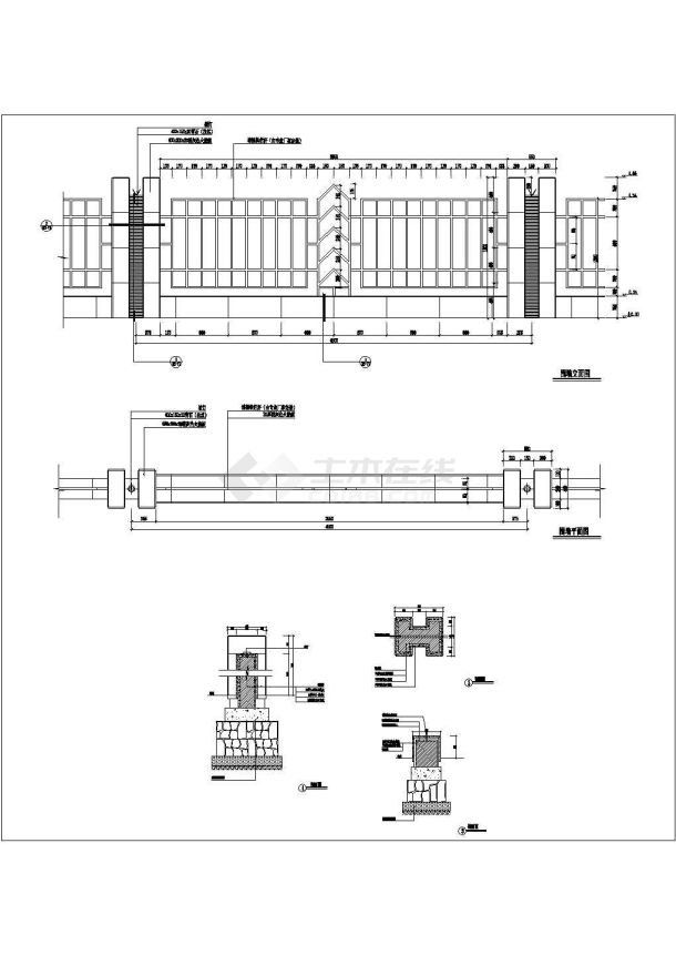 某地区围墙建筑做法大样设计cad图纸