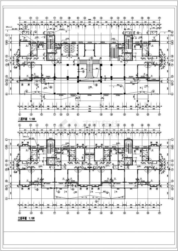 3万平米18层框架结构住宅楼建筑设计cad图纸(含阁楼)