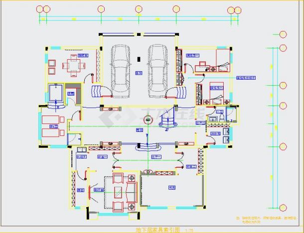 欧式新古典风格三层别墅精装修cad施工图(含效果图和水电)