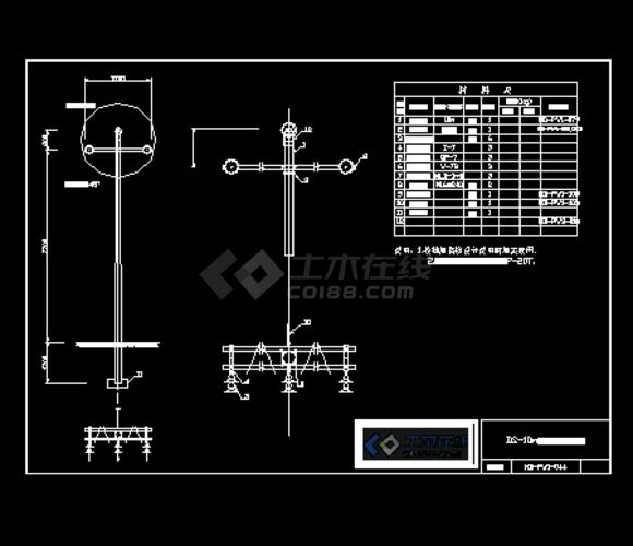 10千伏水泥耐张杆组装图