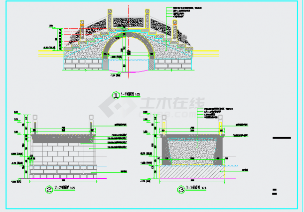 浆砌石拱桥土建及结构cad施工图
