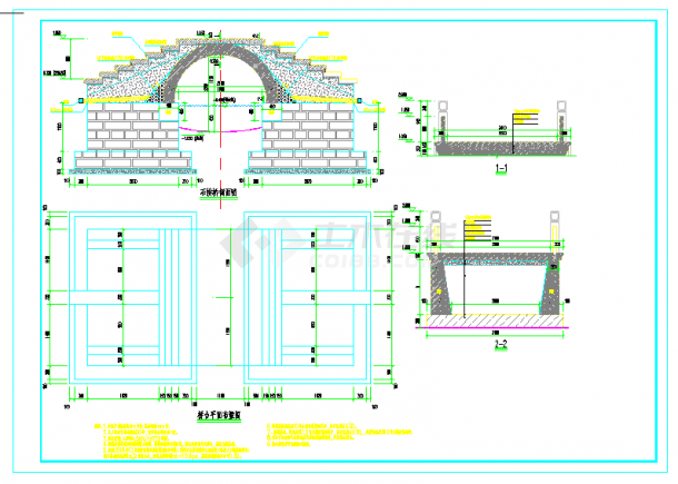浆砌石拱桥土建及结构cad施工图