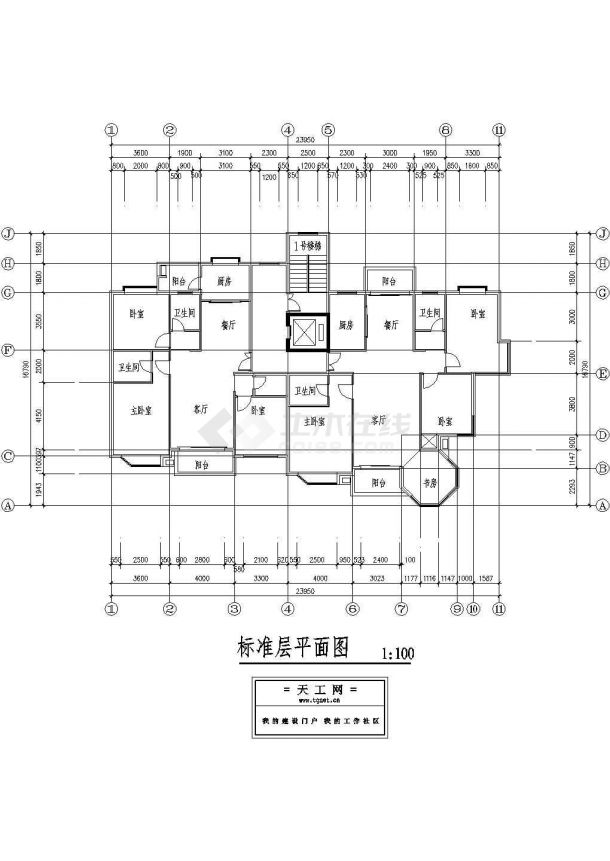 某4层住宅楼一层平面图