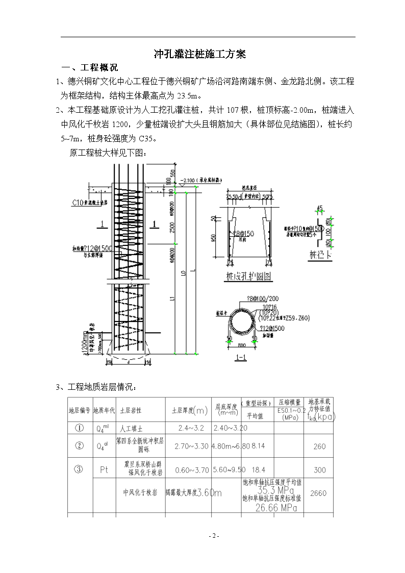 冲孔灌注桩施工方案