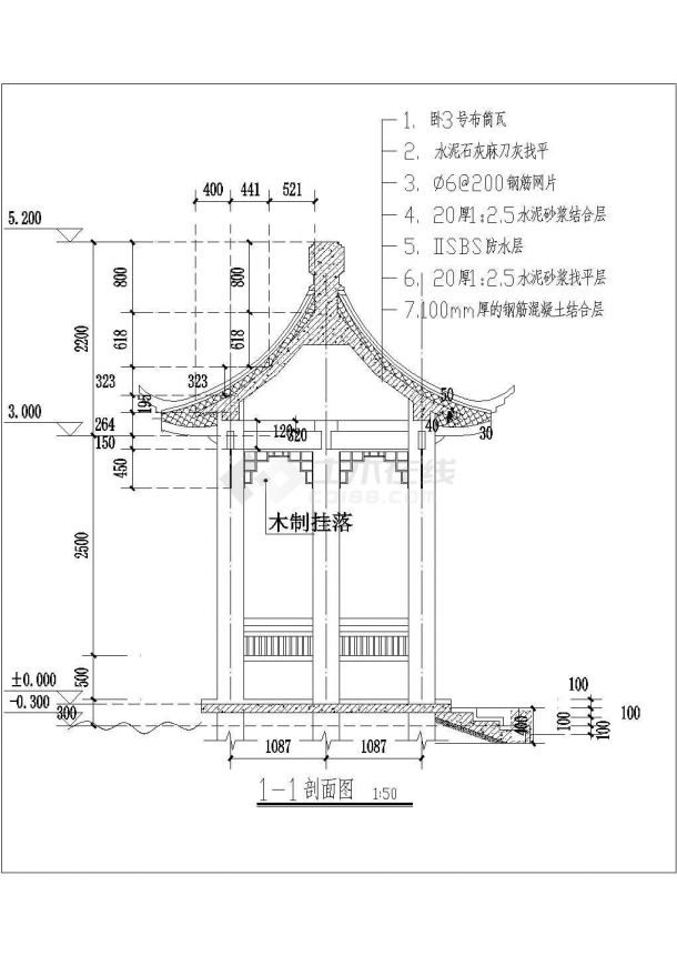 某公园中式六角亭设计cad施工图