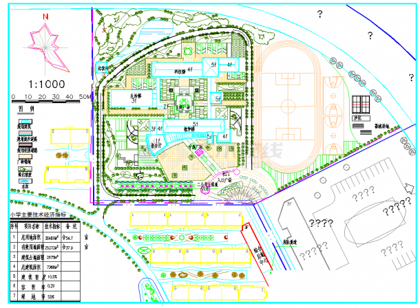 某小学详细规划平面图纸含图例
