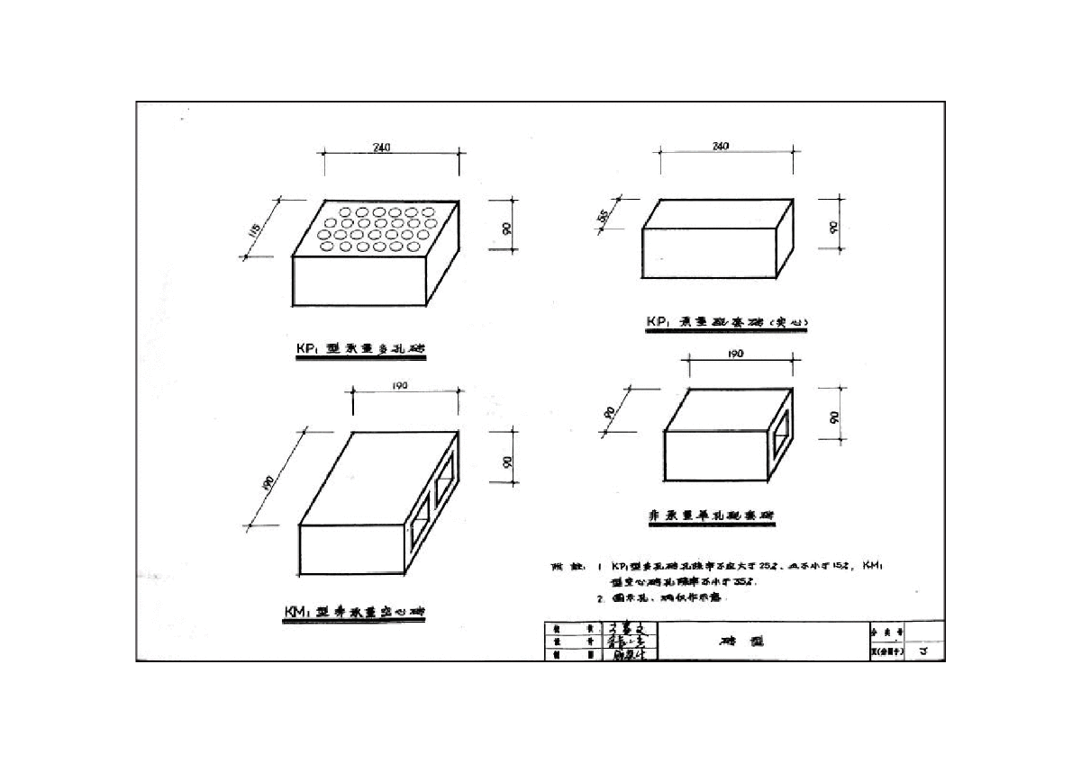 苏j9201kp1型承重多孔砖及km1型非承重空心砖砌体