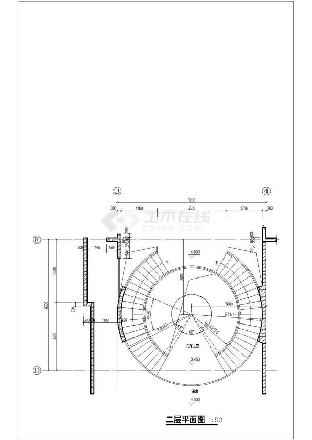 23步弧形旋转楼梯建筑 结构详图(含展开图与配筋)