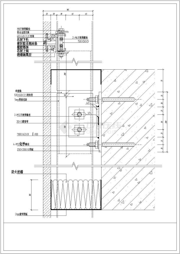 玻璃幕墙外装施工做法cad节点详图集