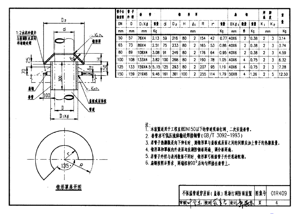 01r409管道穿墙屋面防水套管图集