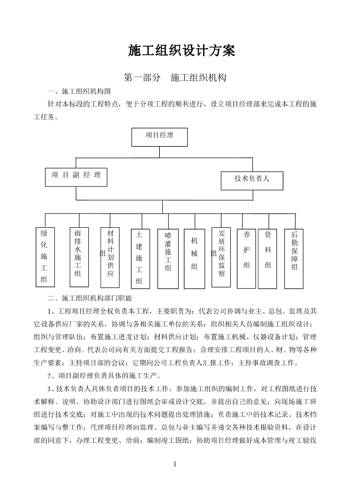 园林绿化工程施工组织设计方案