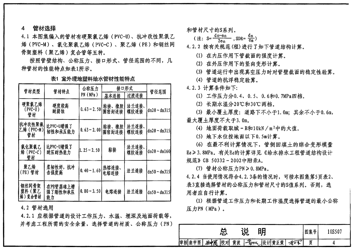 10s507建筑小区埋地塑料给水管道施工