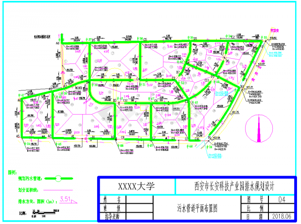 某地污水管道纵断面图纸 污水布局图纸