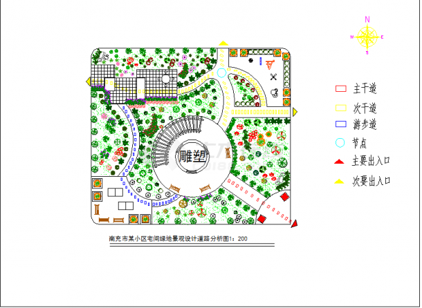 南充市某小区宅间绿地景观设计施工图