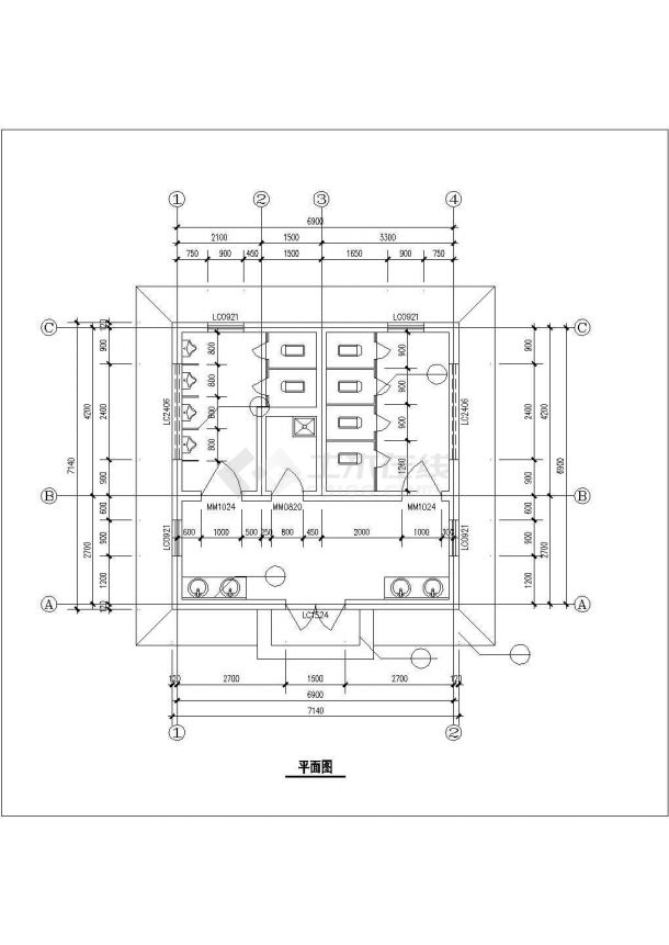 50平方米单层厕所建筑施工图(含设计说明,共4张)