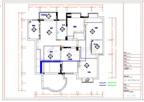 广州110平米现代三室两厅装修图CAD图纸-图一
