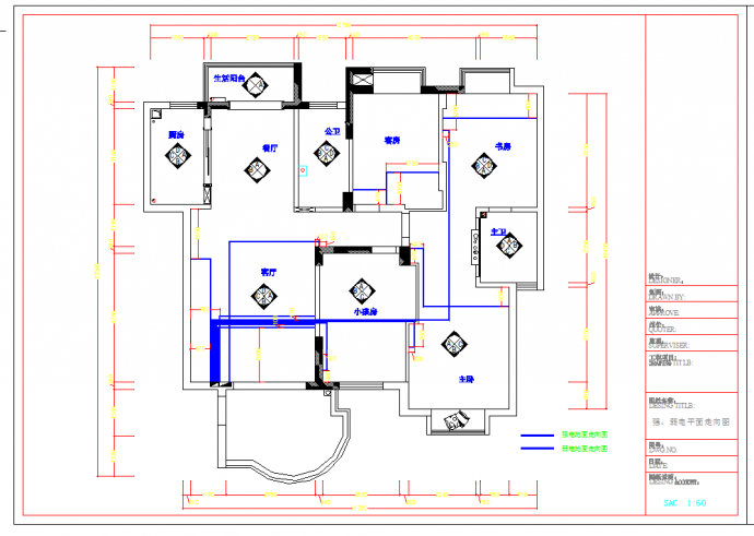 广州110平米现代三室两厅装修图CAD图纸_图1