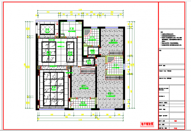 杭州140平米欧式风格三室两厅室内装修图CAD图纸-图二