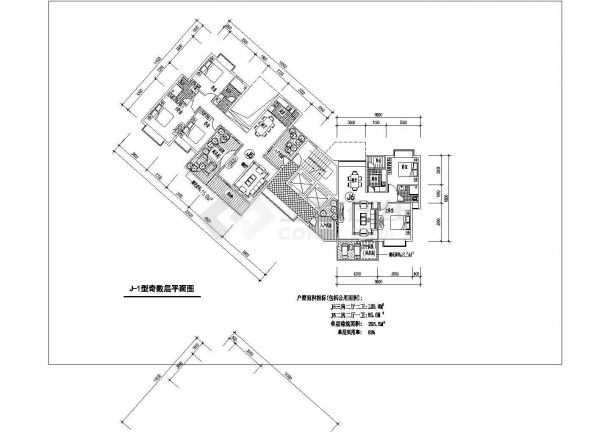 德州J型户型平面设计详细建筑施工图-图二
