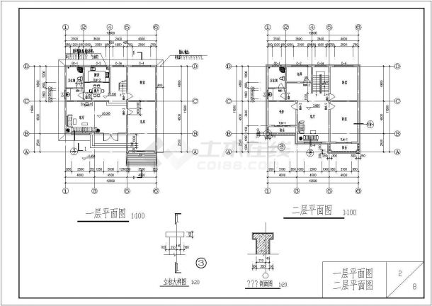 岳阳三层古建筑结构全套施工cad图-图二