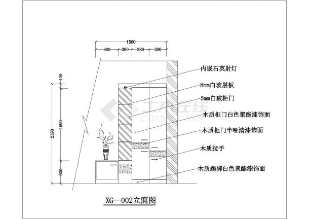 天津玄关衣帽柜设计详细建筑施工图-图一