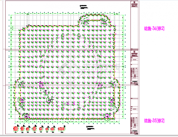 某地滨江体育中心地下室结构施工图CAD图纸-图一