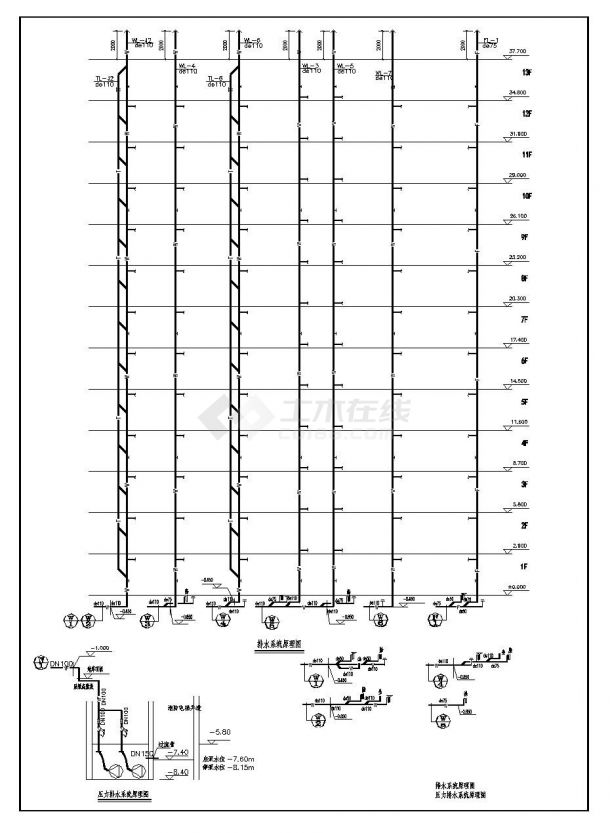 某十三层住宅楼给排水消防施工图-图二