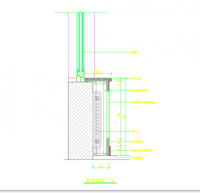 某地窗台板暖气罩做法节点图块下载CAD图纸_图1