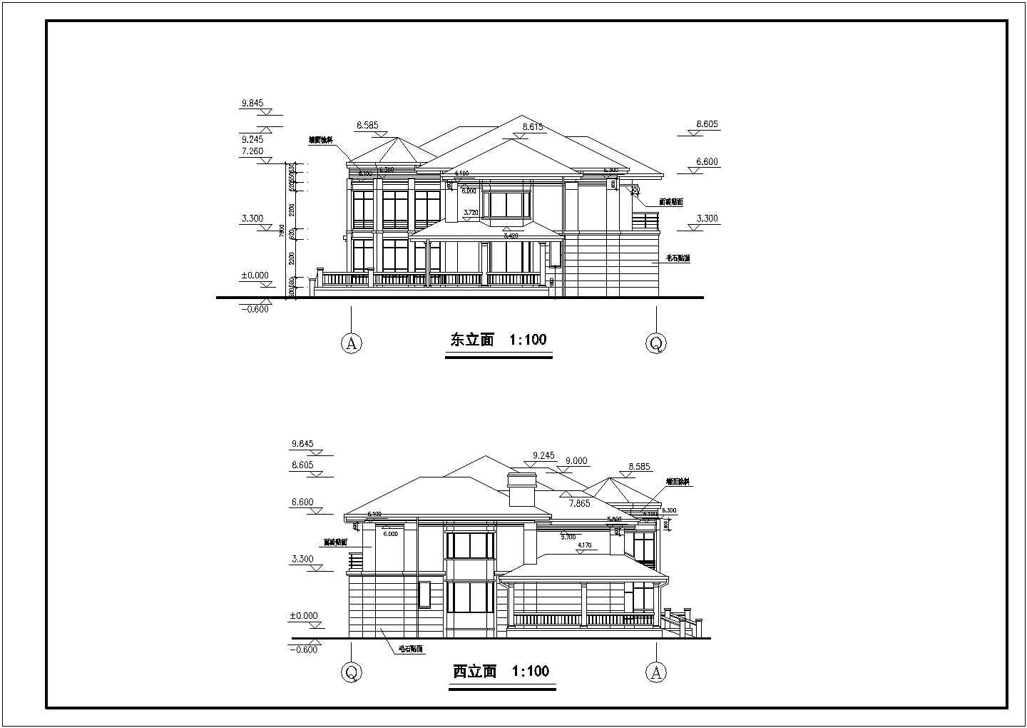 揭阳二层别墅平面布置详细建筑施工图