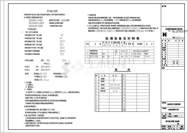 杭州乡镇某中学整套暖通设计cad平面施工图-图一