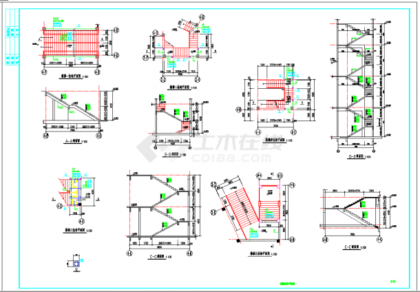 某地某钢筋混凝土楼梯设计说明及节点构造详图CAD图纸-图二