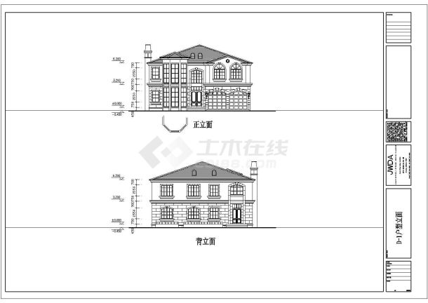 苏州某地农村中式两层住宅楼施工设计cad图纸-图二