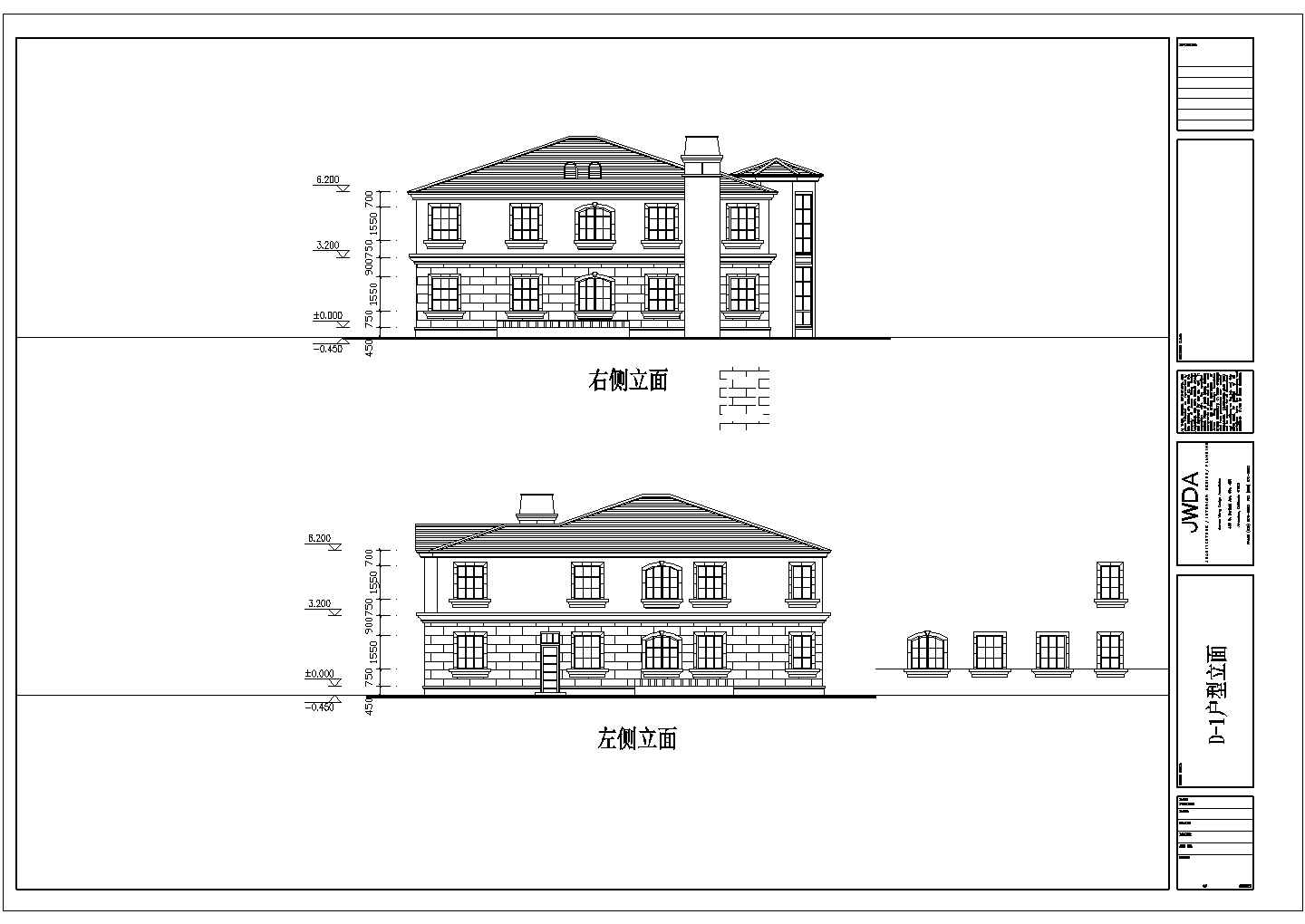 苏州某地农村中式两层住宅楼施工设计cad图纸