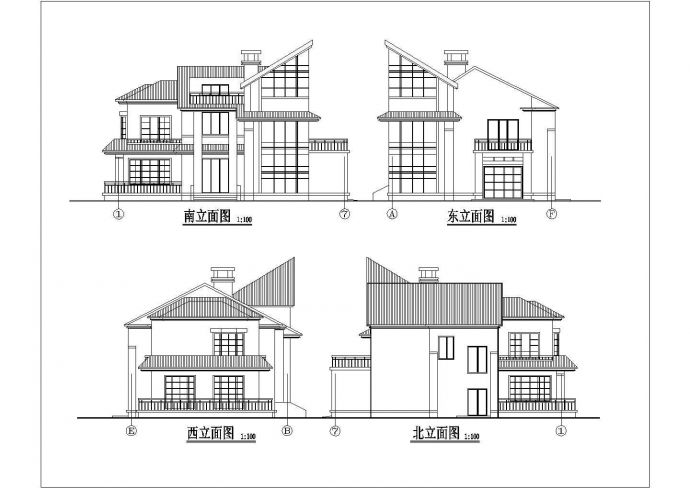 某多层欧式精品别墅楼全套施工设计cad图纸_图1