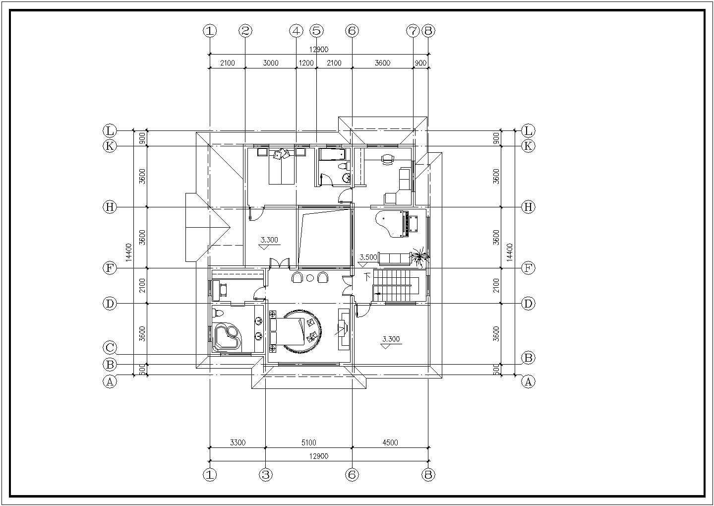 南通海门某农村多层小型别墅施工设计cad图纸（含效果图）
