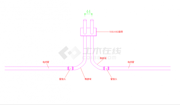 某地金属管隔断墙上引上立管安装做法示例图CAD图纸-图一