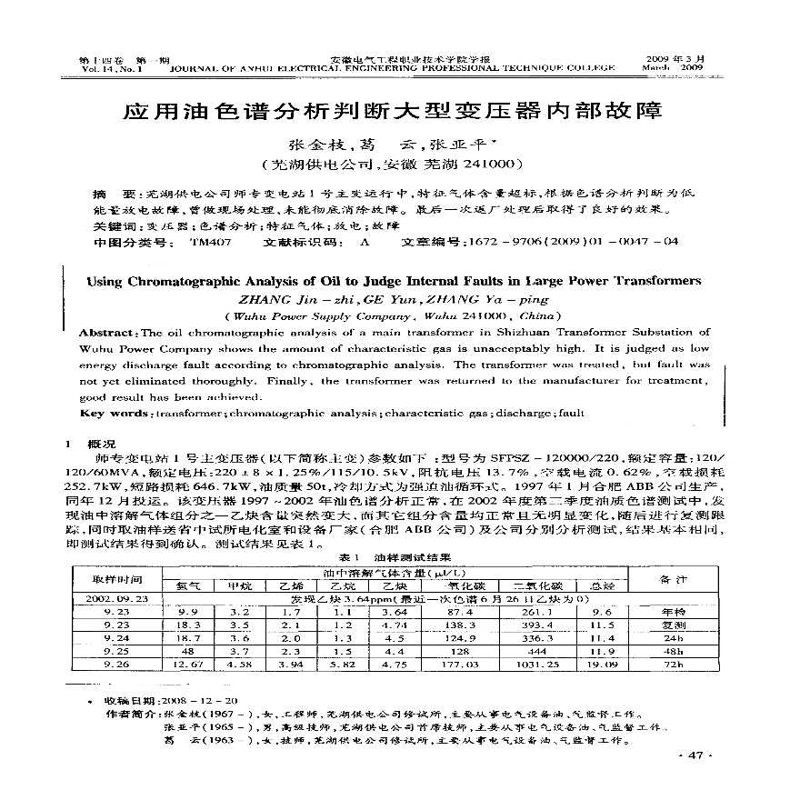 应用油色谱分析判断大型变压器内部故障-图一