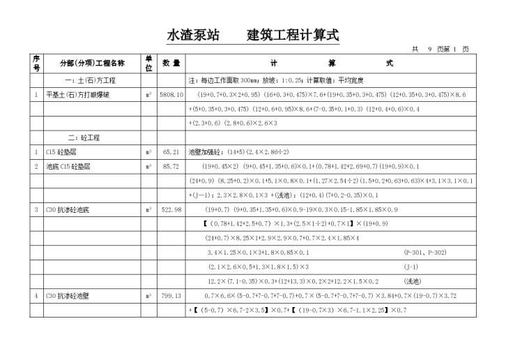 水渣泵站建筑工程计算式-图一